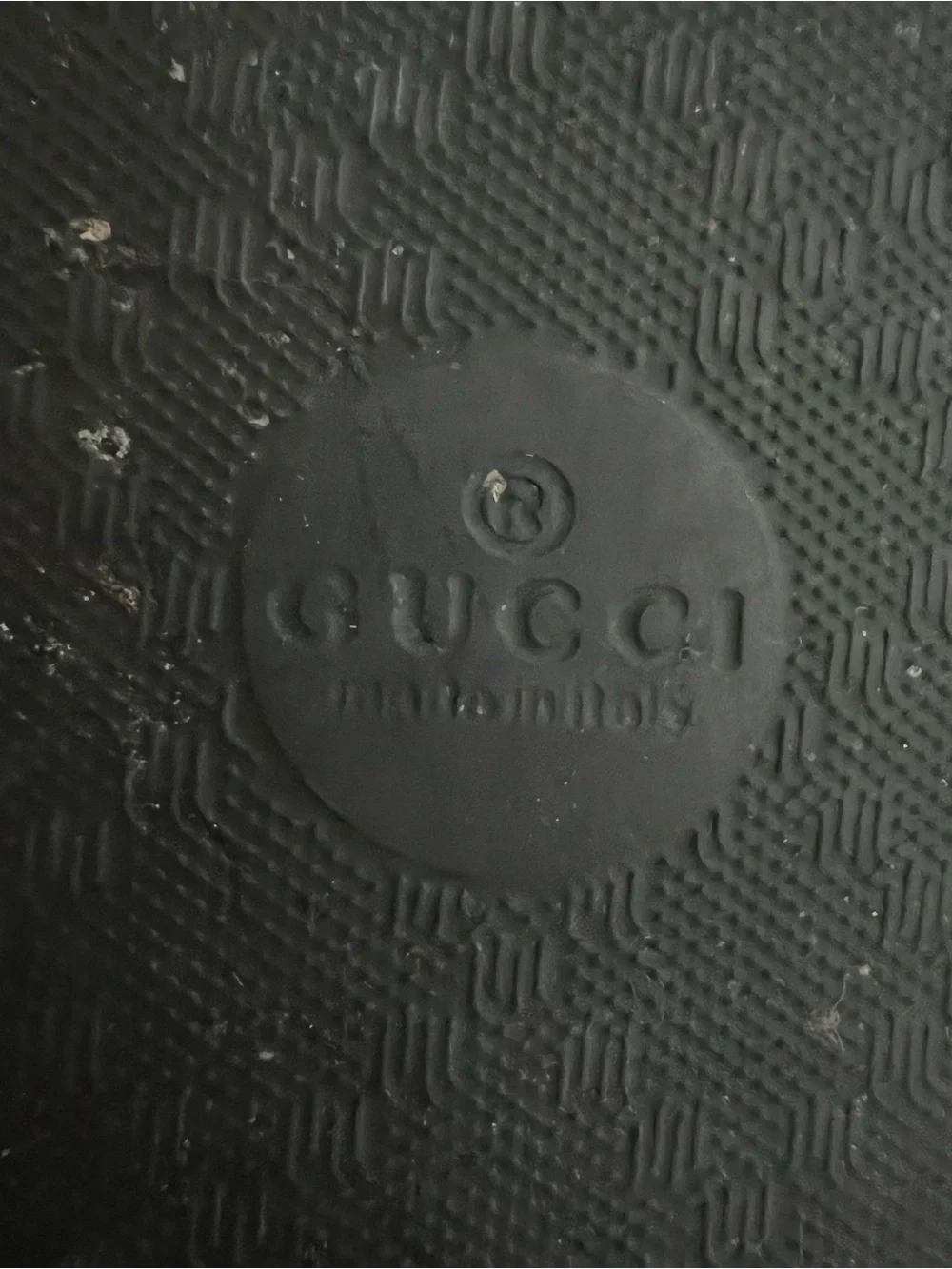 Gucci Pursuit Black Embossed Logo Rubber Slides. Size 37.